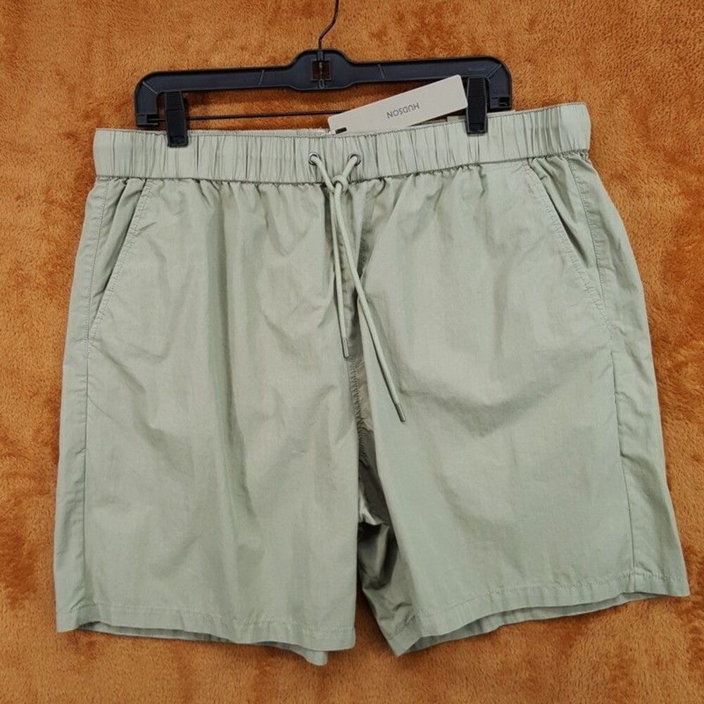 HUDSON Shorts Mens XL Green Nylon Drawstring 7" in Cactus $135